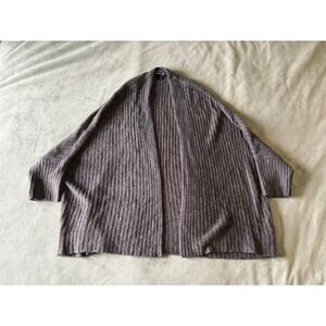 Barefoot Dreams CozyChic Lite Ribbed Cardigan Open Front Cocoon Sweater Grey